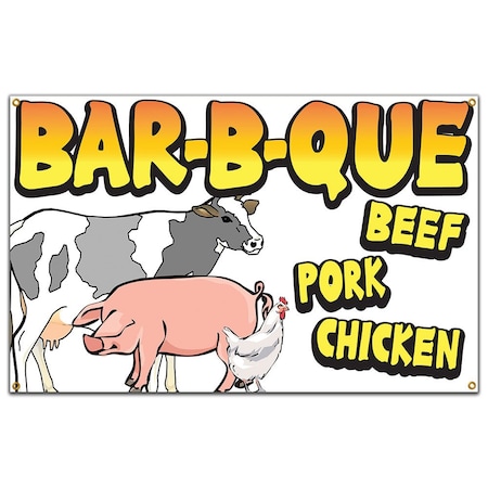 Bar-B-Que Beef Pork Chicken Banner Concession Stand Food Truck Single Sided